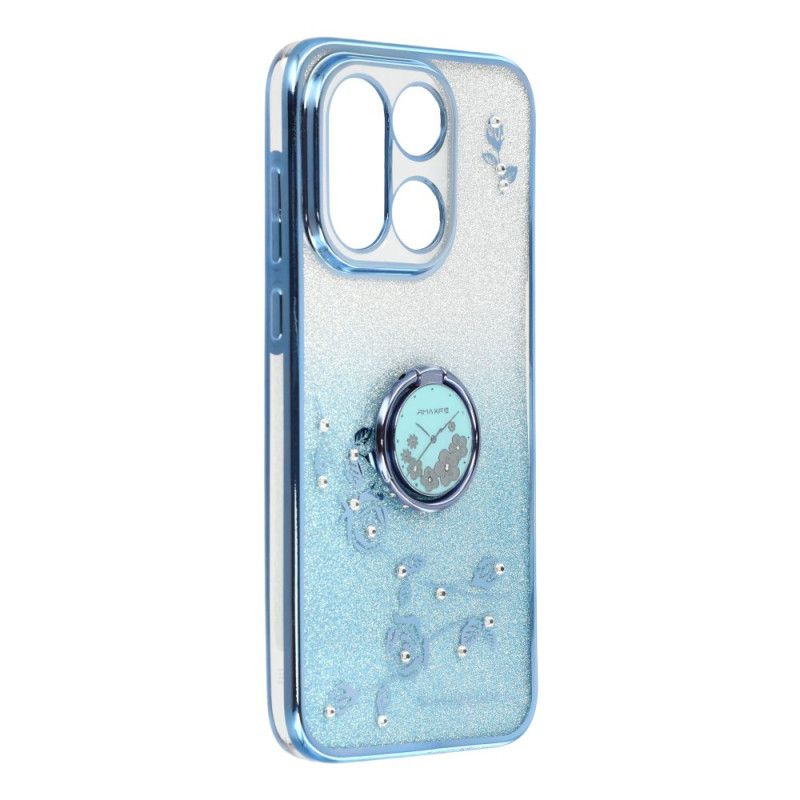 Case Hoesje Oneplus 15 Telefoonhoesje Ringhouder En Glitterbloemenpatroon