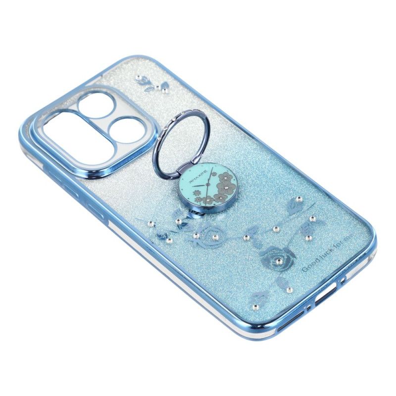 Case Hoesje Oneplus 15 Telefoonhoesje Ringhouder En Glitterbloemenpatroon