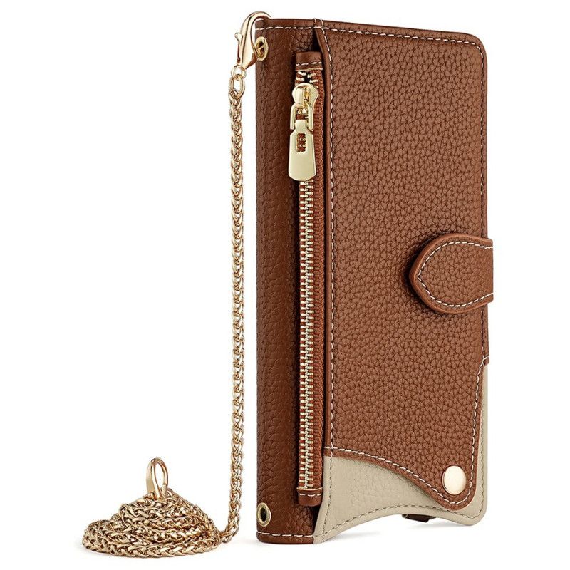 Flip Case Leren Oneplus 15 Portemonnee Met Ketting Als Schouderband