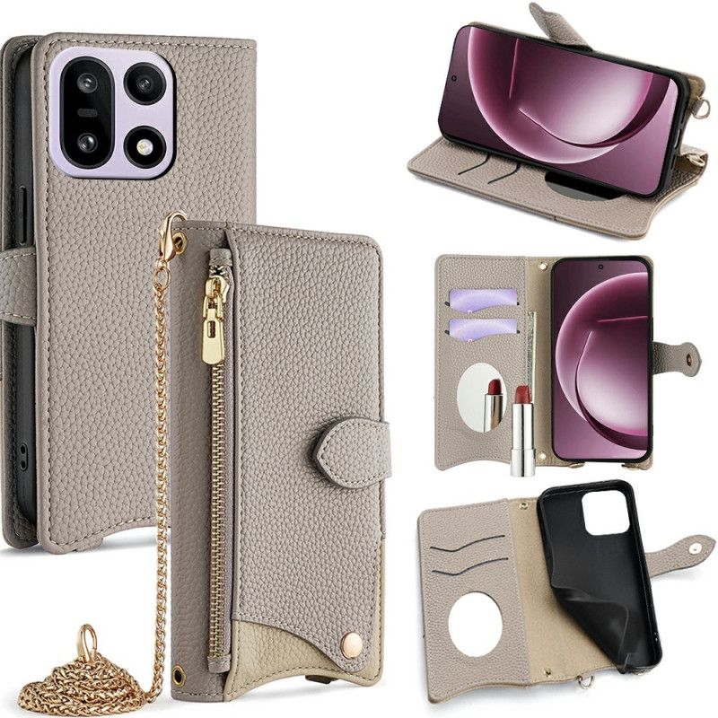 Flip Case Leren Oneplus 15 Portemonnee Met Ketting Als Schouderband