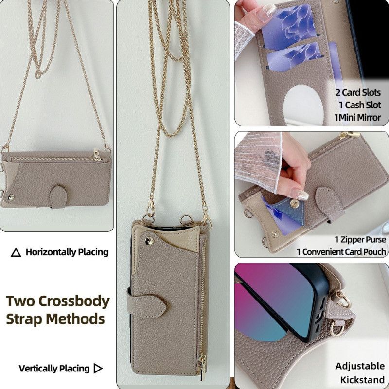 Flip Case Leren Oneplus 15 Portemonnee Met Ketting Als Schouderband