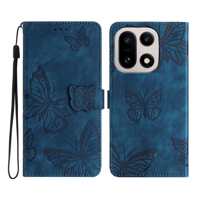 Folio-hoesje Oneplus 15 Telefoonhoesje Suède-effect Met Vlinders