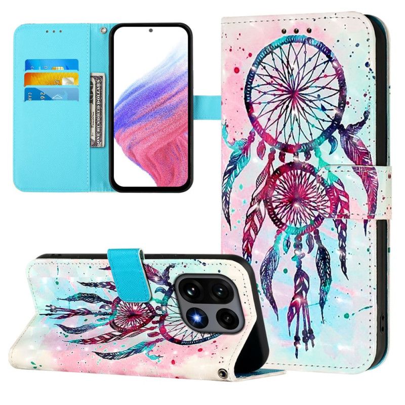 Leren Hoesje Oneplus 15 Aquarel Dromenvanger Bescherming Hoesje