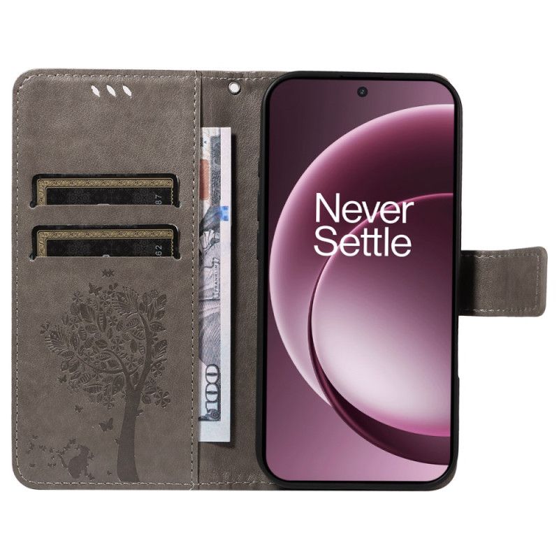 Leren Hoesje Oneplus 15 Kat En Boom Bescherming Hoesje