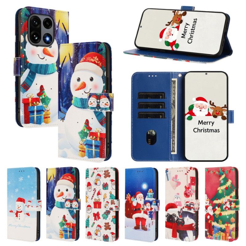 Leren Hoesje Oneplus 15 Kerstpatroon Bescherming Hoesje