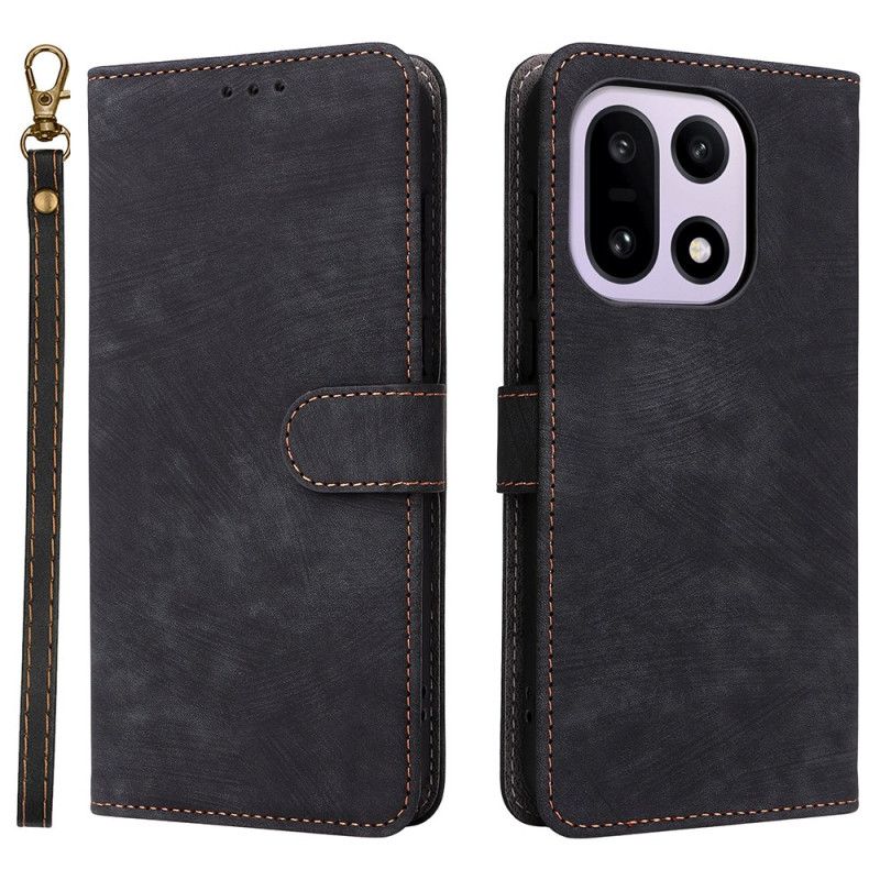 Leren Hoesje Voor Oneplus 15 Suède-effect Met Riempje