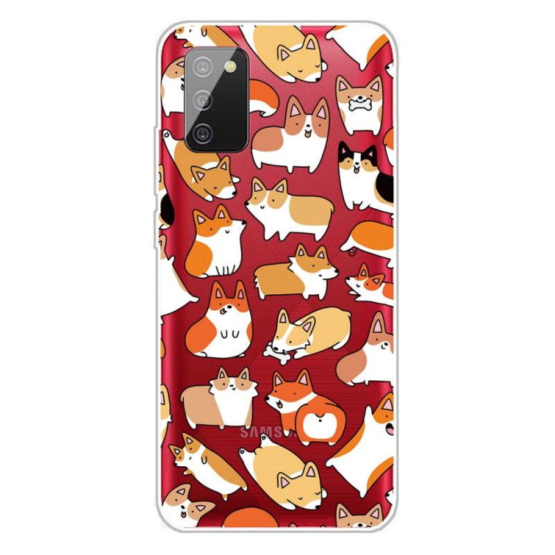 Case Hoesje Samsung Galaxy A02s Telefoonhoesje Transparant Meerdere Honden