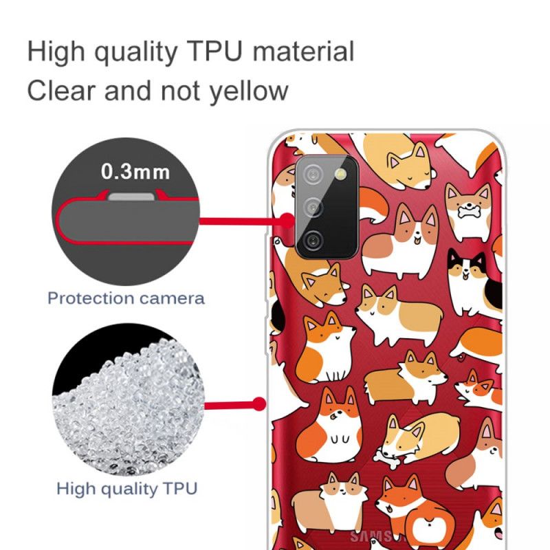 Case Hoesje Samsung Galaxy A02s Telefoonhoesje Transparant Meerdere Honden
