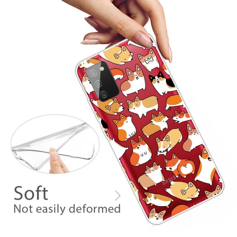 Case Hoesje Samsung Galaxy A02s Telefoonhoesje Transparant Meerdere Honden
