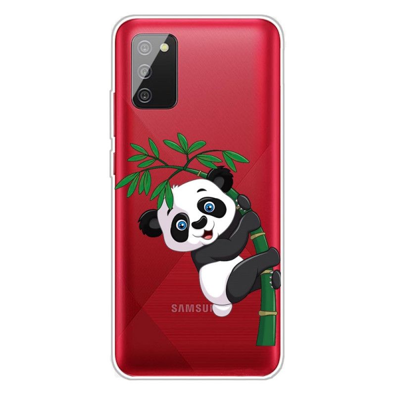 Case Hoesje Samsung Galaxy A02s Telefoonhoesje Transparante Panda Op Bamboe