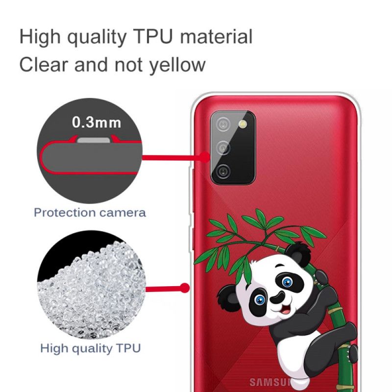 Case Hoesje Samsung Galaxy A02s Telefoonhoesje Transparante Panda Op Bamboe