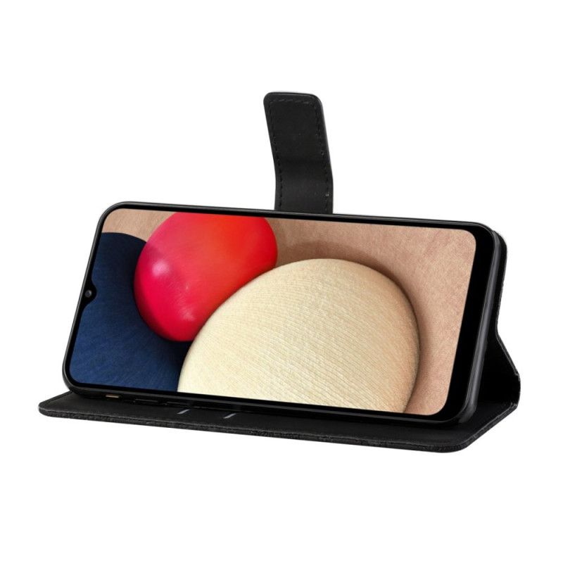 Cover Folio-hoesje Samsung Galaxy A02s Wit Zwart Telefoonhoesje Tapijtpatroon