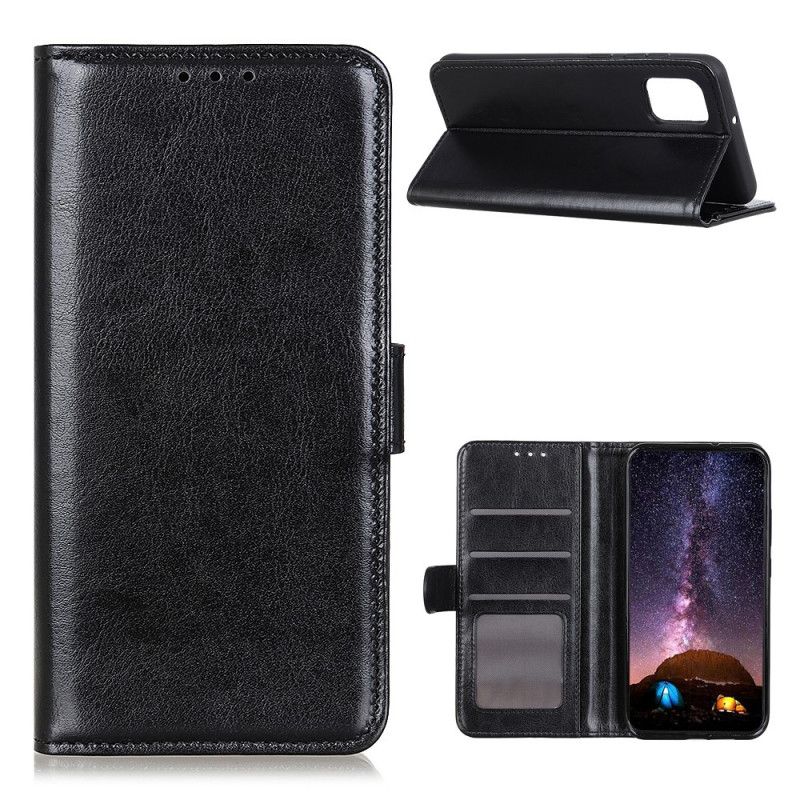 Flip Case Leren Samsung Galaxy A02s Wit Zwart Bevroren Finesse