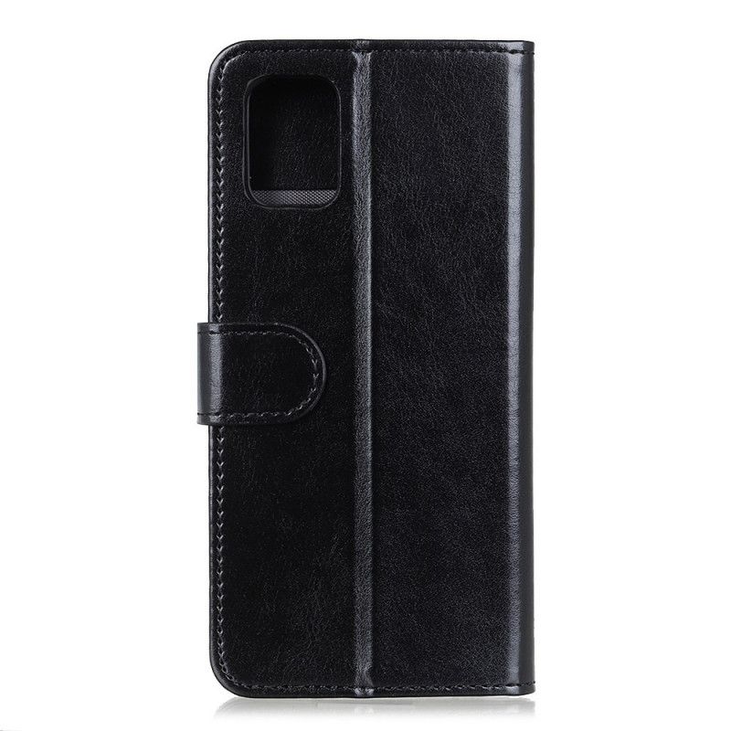 Flip Case Leren Samsung Galaxy A02s Wit Zwart Bevroren Finesse