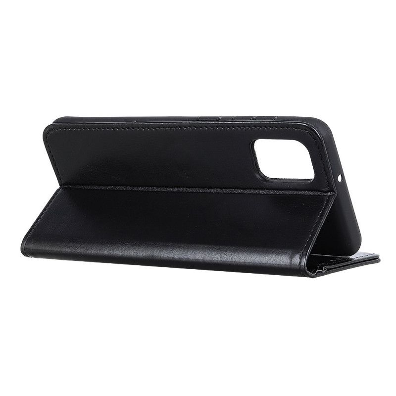 Flip Case Leren Samsung Galaxy A02s Wit Zwart Bevroren Finesse