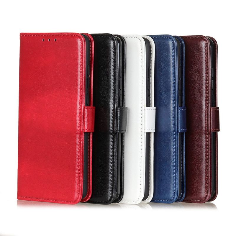 Flip Case Leren Samsung Galaxy A02s Wit Zwart Bevroren Finesse