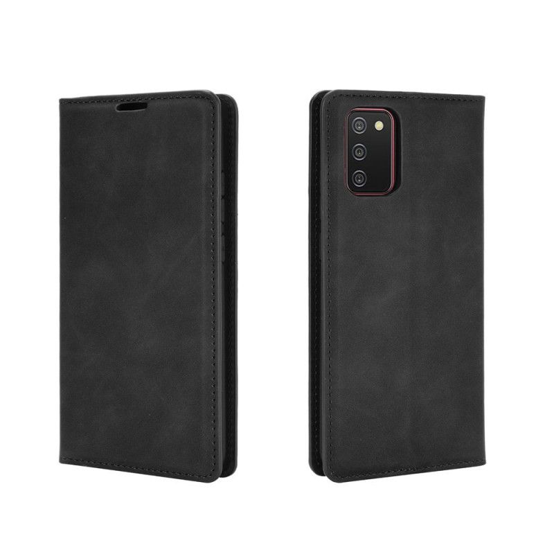 Folio-hoesje Samsung Galaxy A02s Grijs Zwart Zacht Leereffect