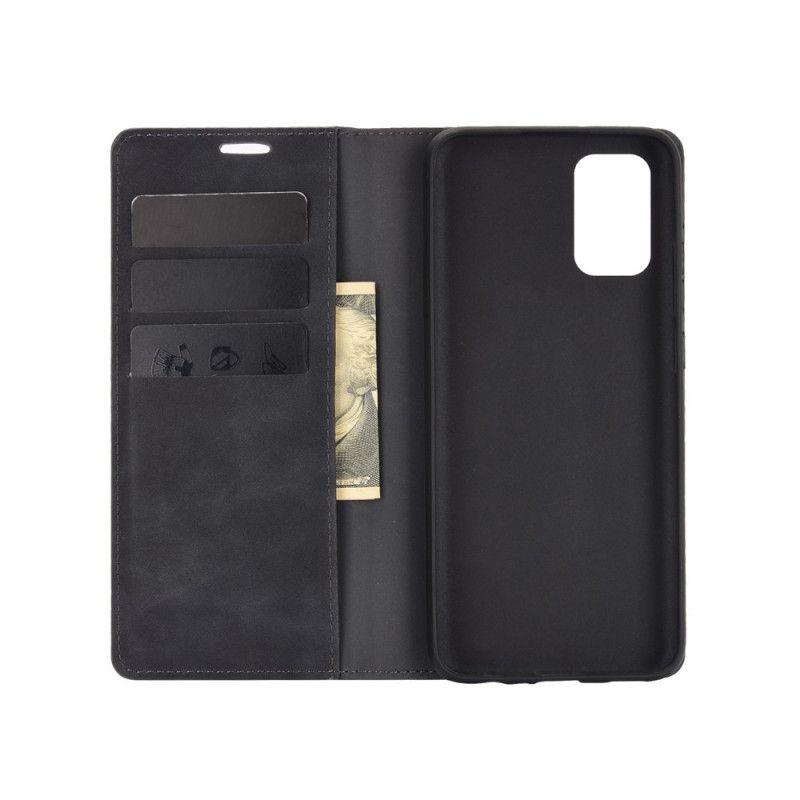 Folio-hoesje Samsung Galaxy A02s Grijs Zwart Zacht Leereffect