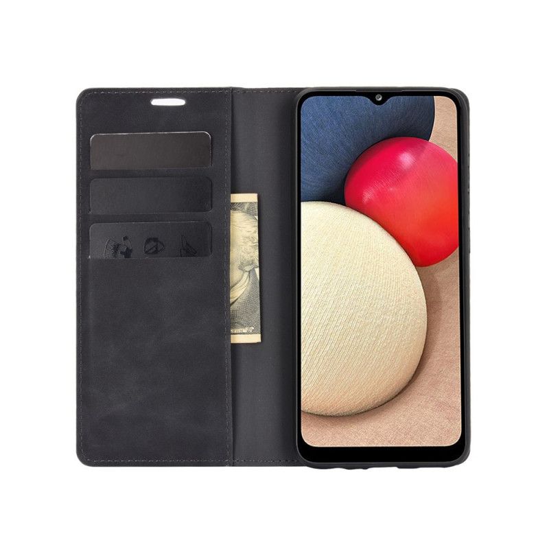 Folio-hoesje Samsung Galaxy A02s Grijs Zwart Zacht Leereffect