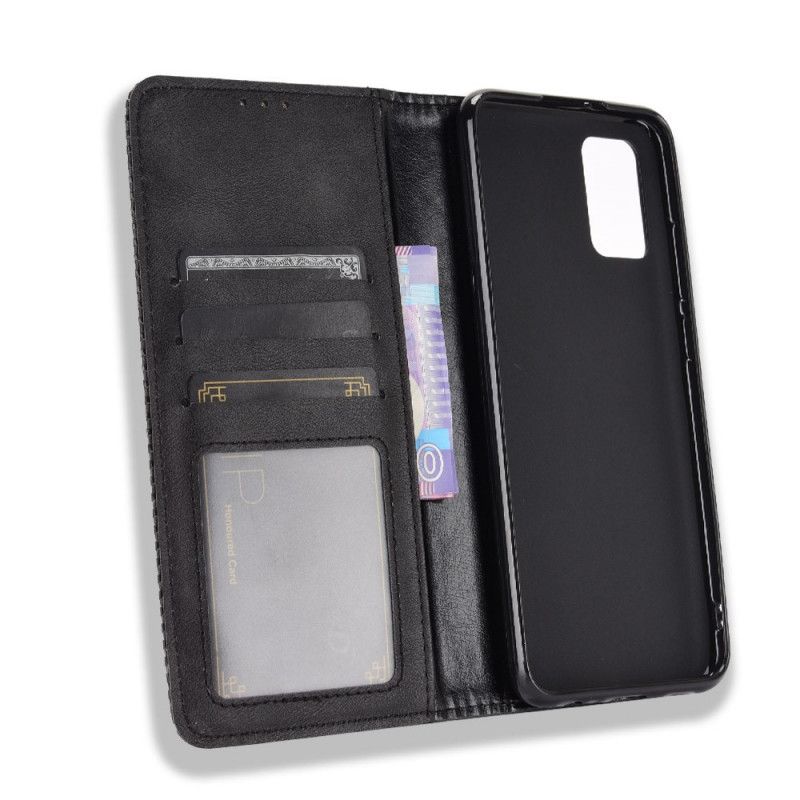 Folio-hoesje voor Samsung Galaxy A02s Rood Zwart Gestileerd Vintage Leereffect