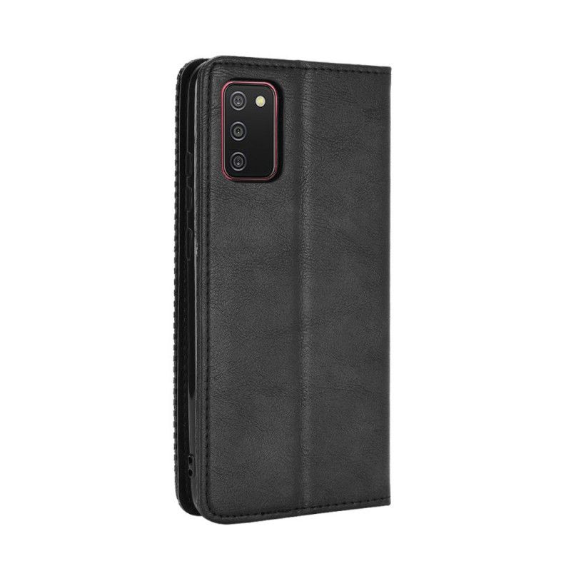 Folio-hoesje voor Samsung Galaxy A02s Rood Zwart Gestileerd Vintage Leereffect