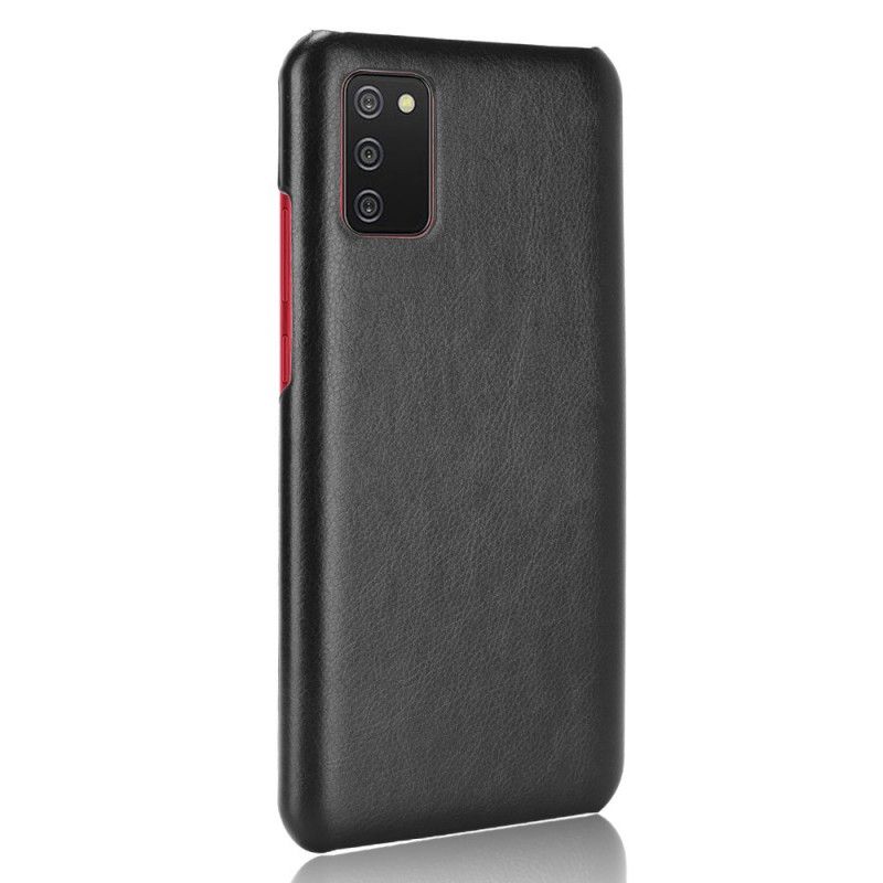 Hoesje Samsung Galaxy A02s Grijs Zwart Lychee Leereffect