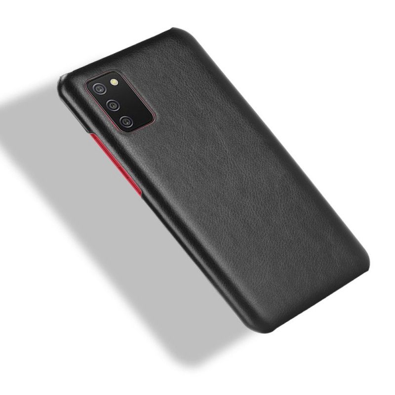 Hoesje Samsung Galaxy A02s Grijs Zwart Lychee Leereffect