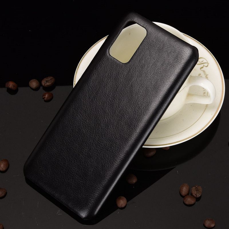 Hoesje Samsung Galaxy A02s Grijs Zwart Lychee Leereffect