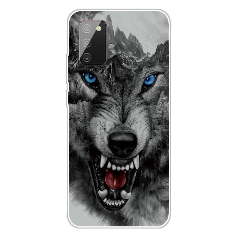 Hoesje Samsung Galaxy A02s Grijs Zwart Sublieme Wolf