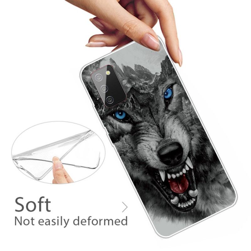 Hoesje Samsung Galaxy A02s Grijs Zwart Sublieme Wolf