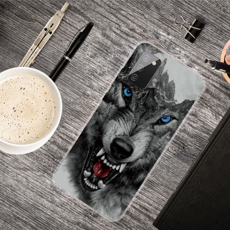 Hoesje Samsung Galaxy A02s Grijs Zwart Sublieme Wolf