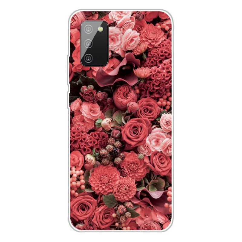 Hoesje Samsung Galaxy A02s Roze Rood Intense Bloemen