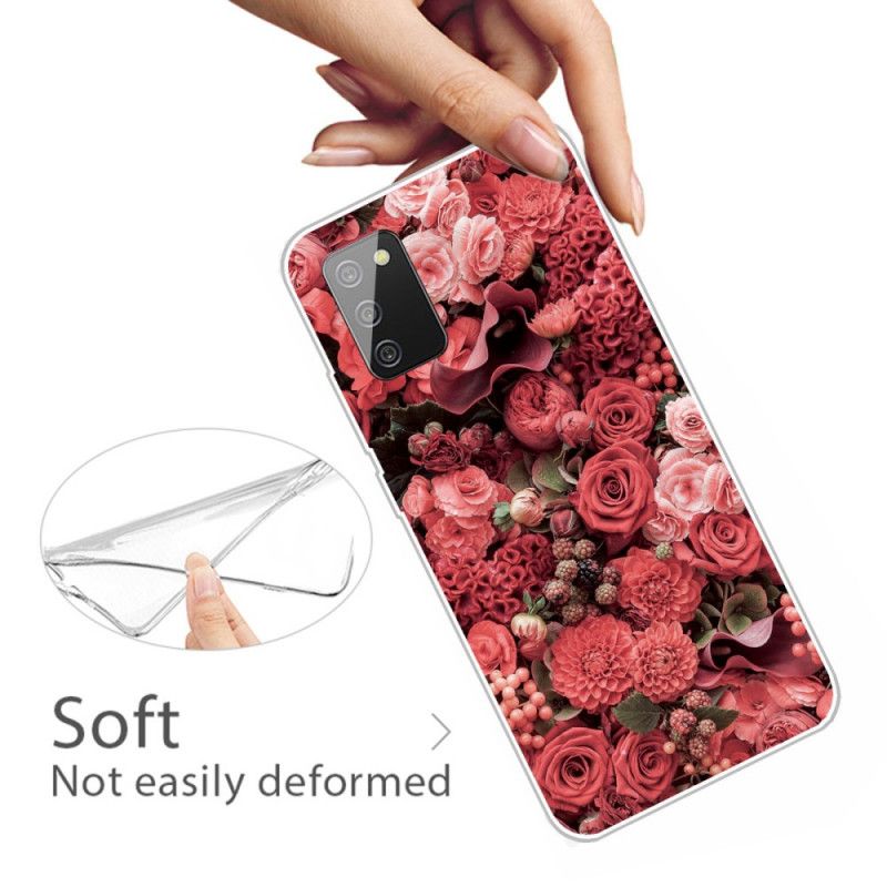 Hoesje Samsung Galaxy A02s Roze Rood Intense Bloemen