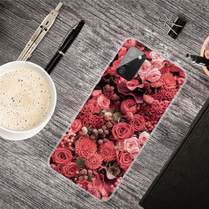 Hoesje Samsung Galaxy A02s Roze Rood Intense Bloemen