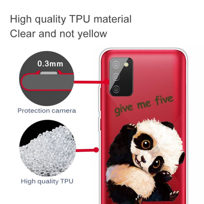 Hoesje Samsung Galaxy A02s Telefoonhoesje Doorzichtige Panda Geef Me Er Vijf