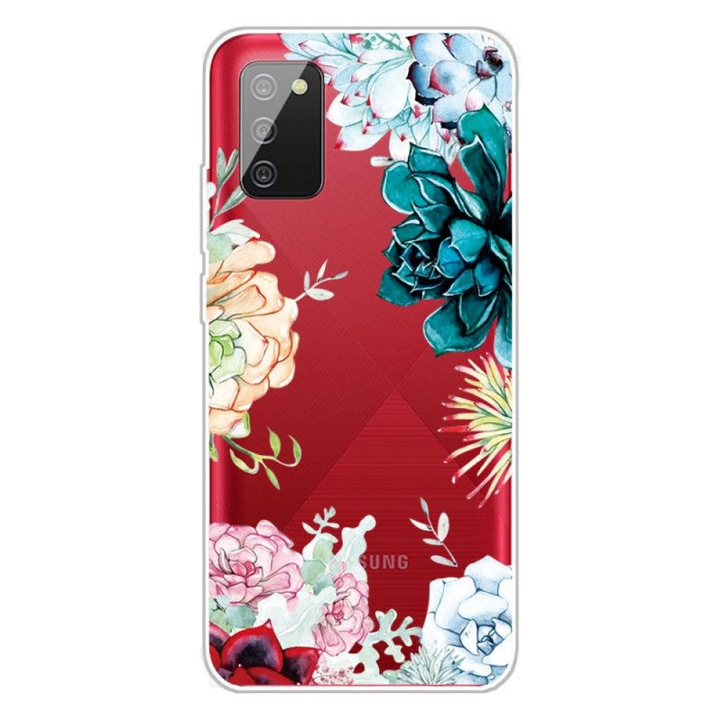 Hoesje Samsung Galaxy A02s Transparante Aquarelbloemen