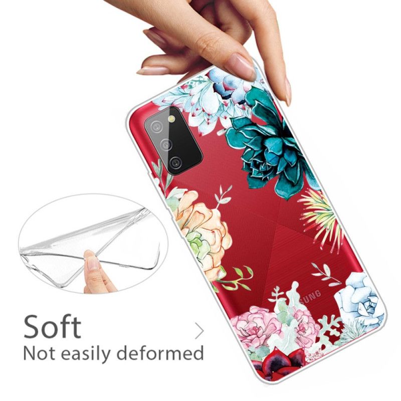 Hoesje Samsung Galaxy A02s Transparante Aquarelbloemen