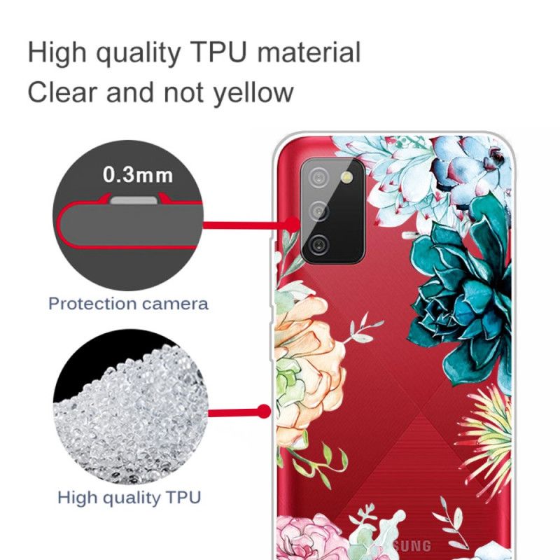 Hoesje Samsung Galaxy A02s Transparante Aquarelbloemen