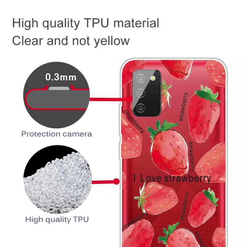 Hoesje voor Samsung Galaxy A02s Aardbeien / Ik Hou Van Aardbei