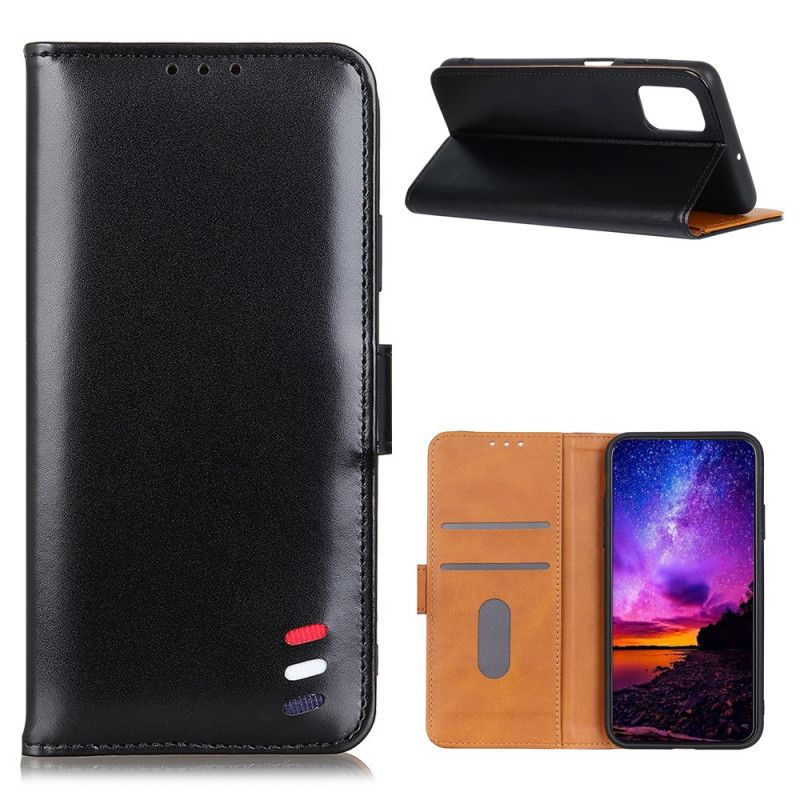 Leren Hoesje Samsung Galaxy A02s Rood Zwart Driekleurig Leereffect
