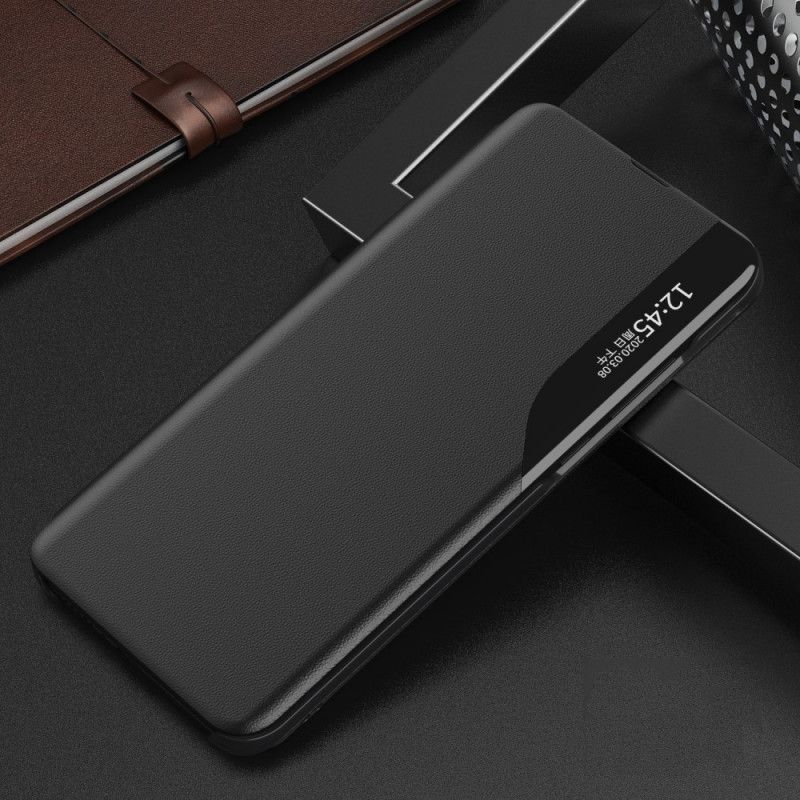 Zichtomslag Samsung Galaxy A02s Rood Zwart Kunstleer Met Textuur