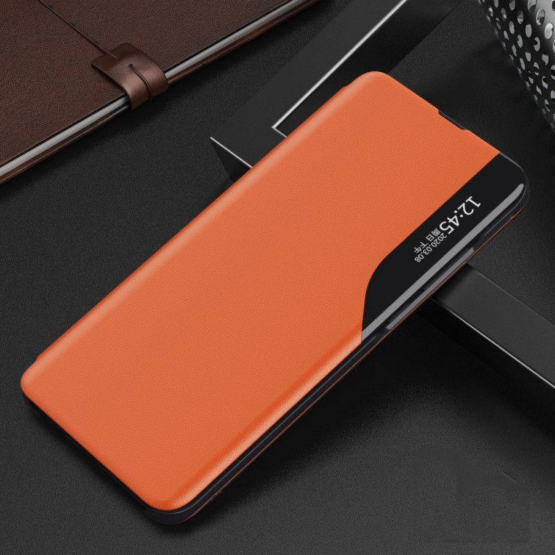 Zichtomslag Samsung Galaxy A02s Rood Zwart Kunstleer Met Textuur