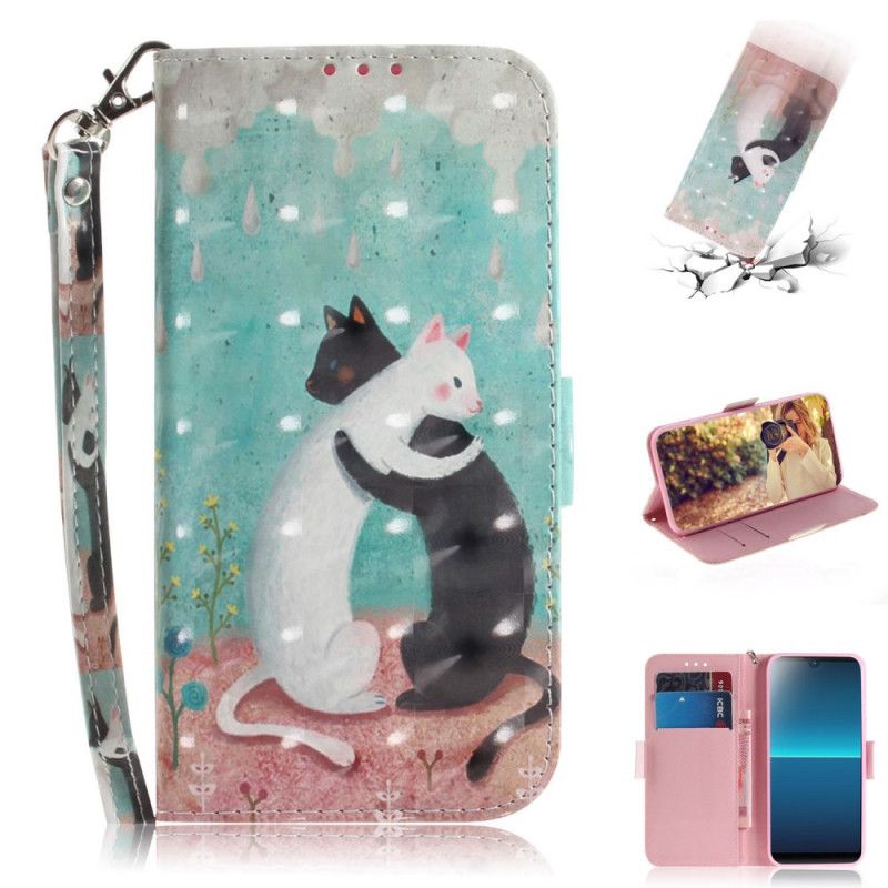 Bescherming Hoesje Sony Xperia L4 Telefoonhoesje Kattenvriendjes Met String