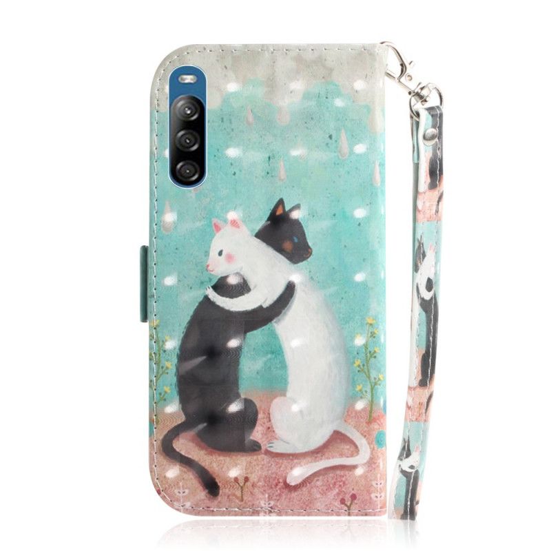 Bescherming Hoesje Sony Xperia L4 Telefoonhoesje Kattenvriendjes Met String