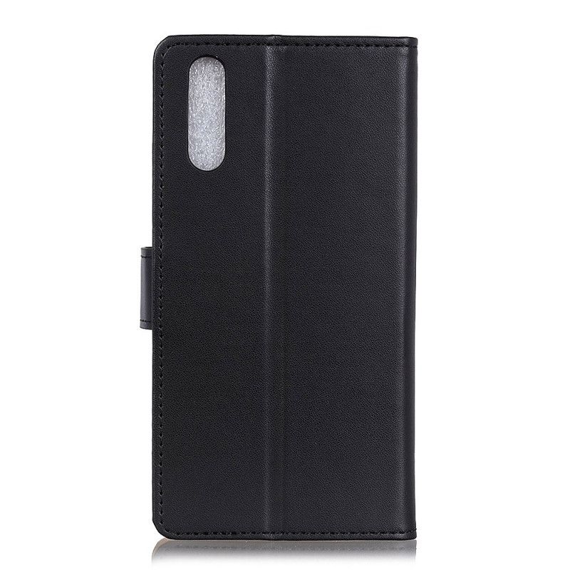 Flip Case Leren Sony Xperia L4 Donkerblauw Zwart Eenvoudig Kunstleer