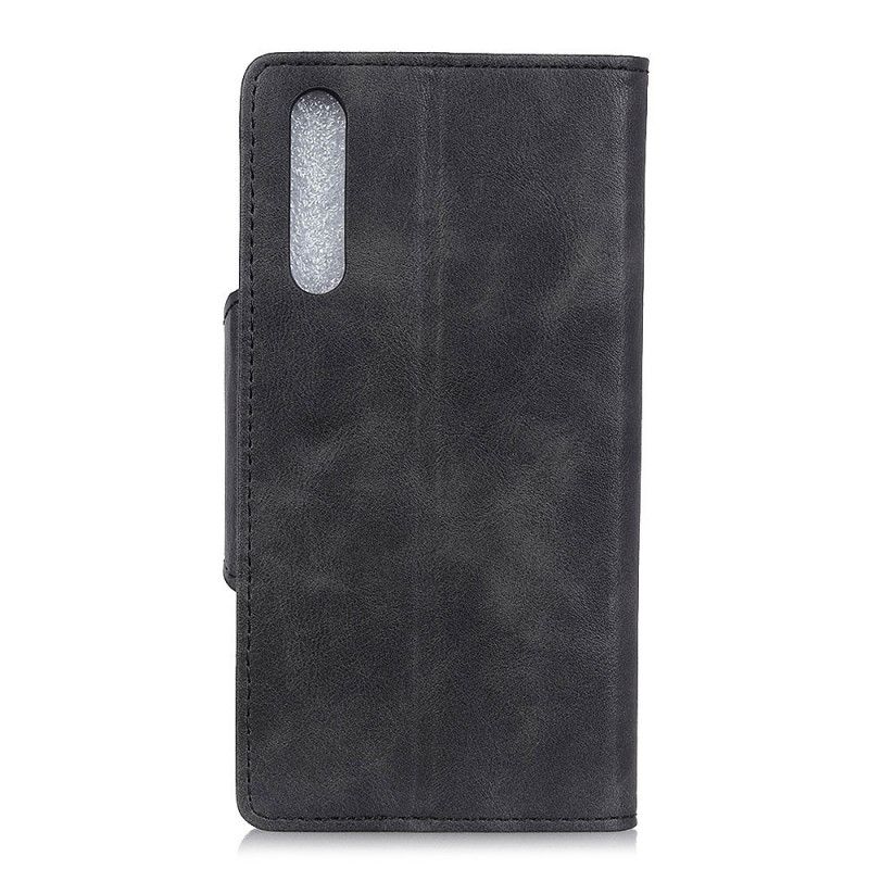 Flip Case Leren Sony Xperia L4 Rood Zwart Vintage Kunstleren Knoop