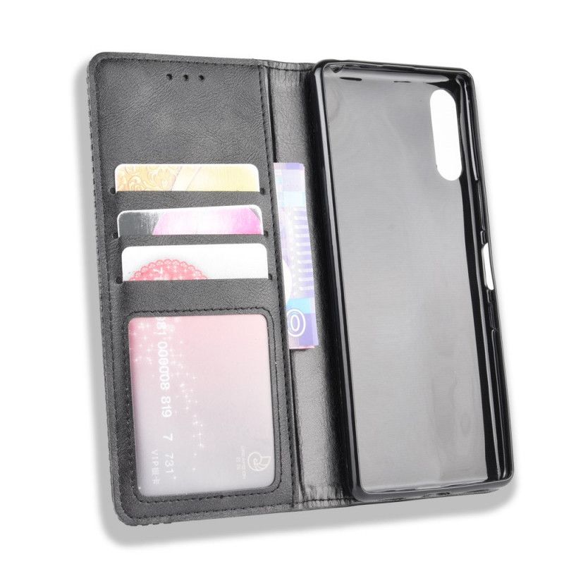 Folio-hoesje Sony Xperia L4 Rood Zwart Gestileerd Vintage Leereffect