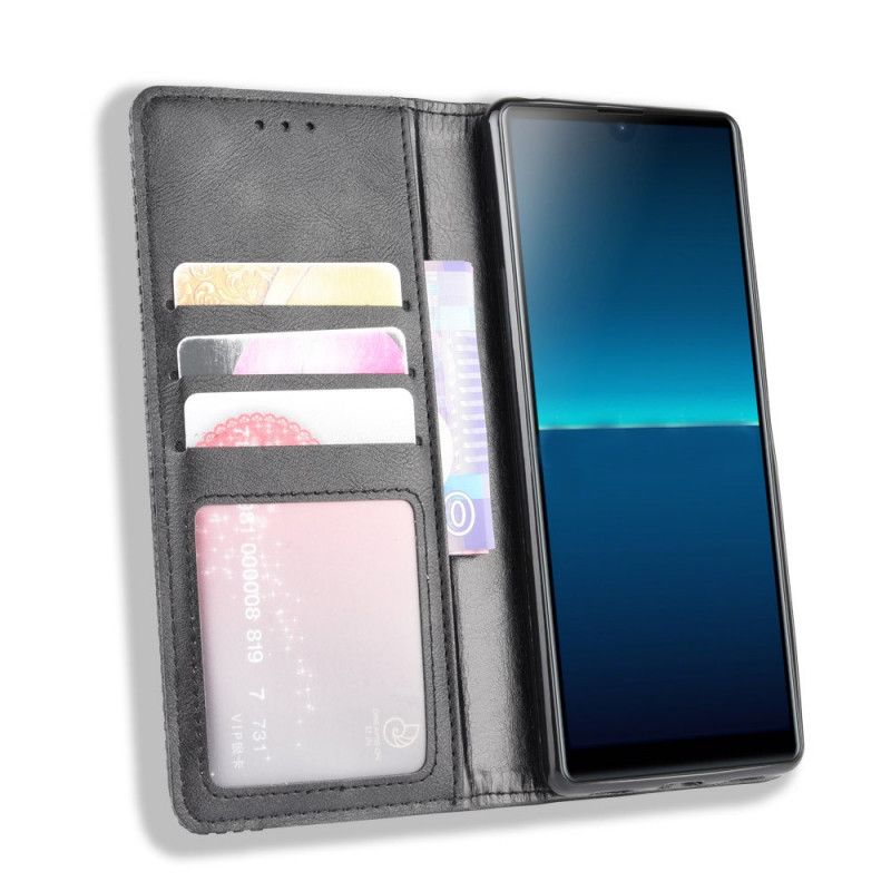 Folio-hoesje Sony Xperia L4 Rood Zwart Gestileerd Vintage Leereffect