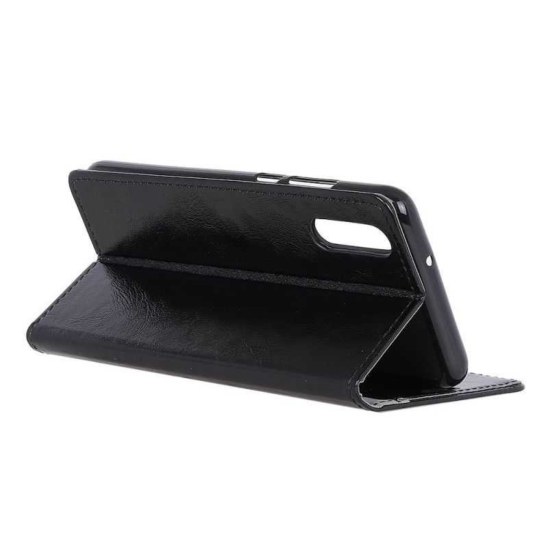 Leren Hoesje Sony Xperia L4 Paars Zwart Eenvoudig Glanzend Leereffect