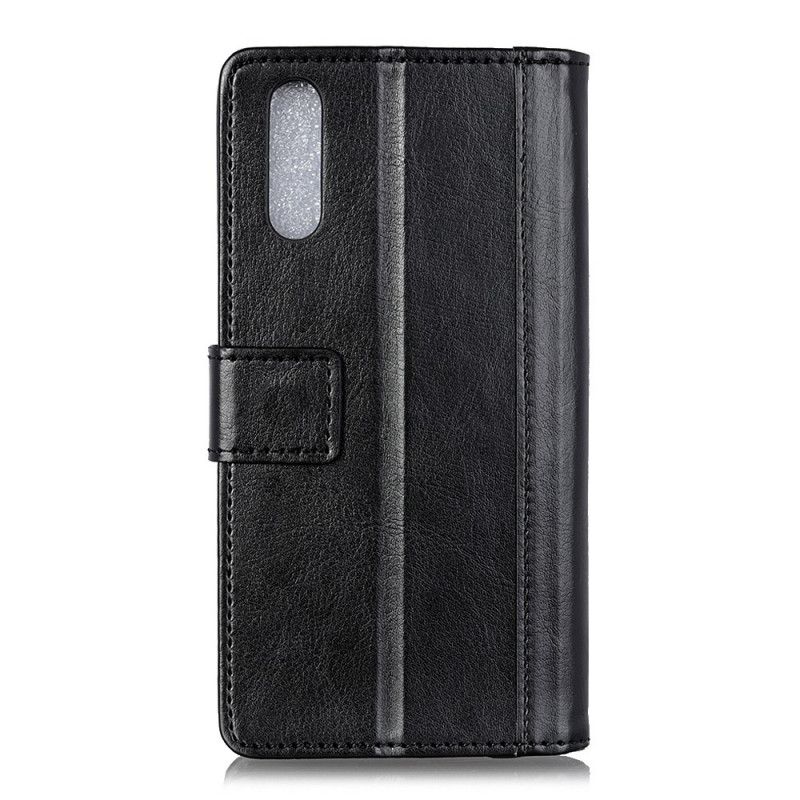 Leren Hoesje Sony Xperia L4 Rood Zwart Retro Klinknagelversie